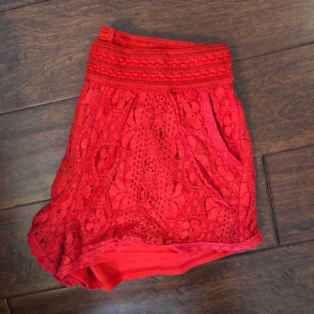 Red Lacy Shorts